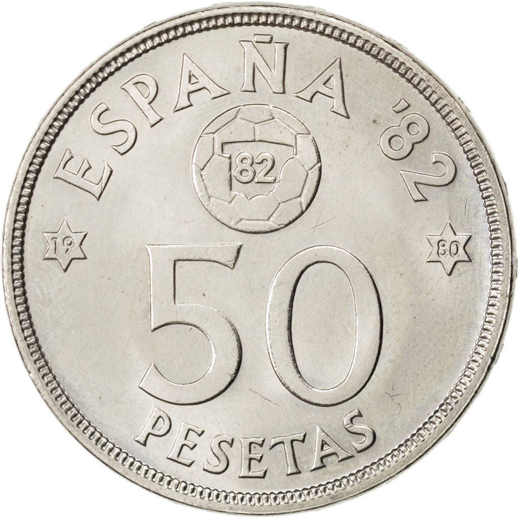SPAIN, 50 Pesetas, 1980, KM #819, MS(63), Copper-Nickel, 30, 12.57