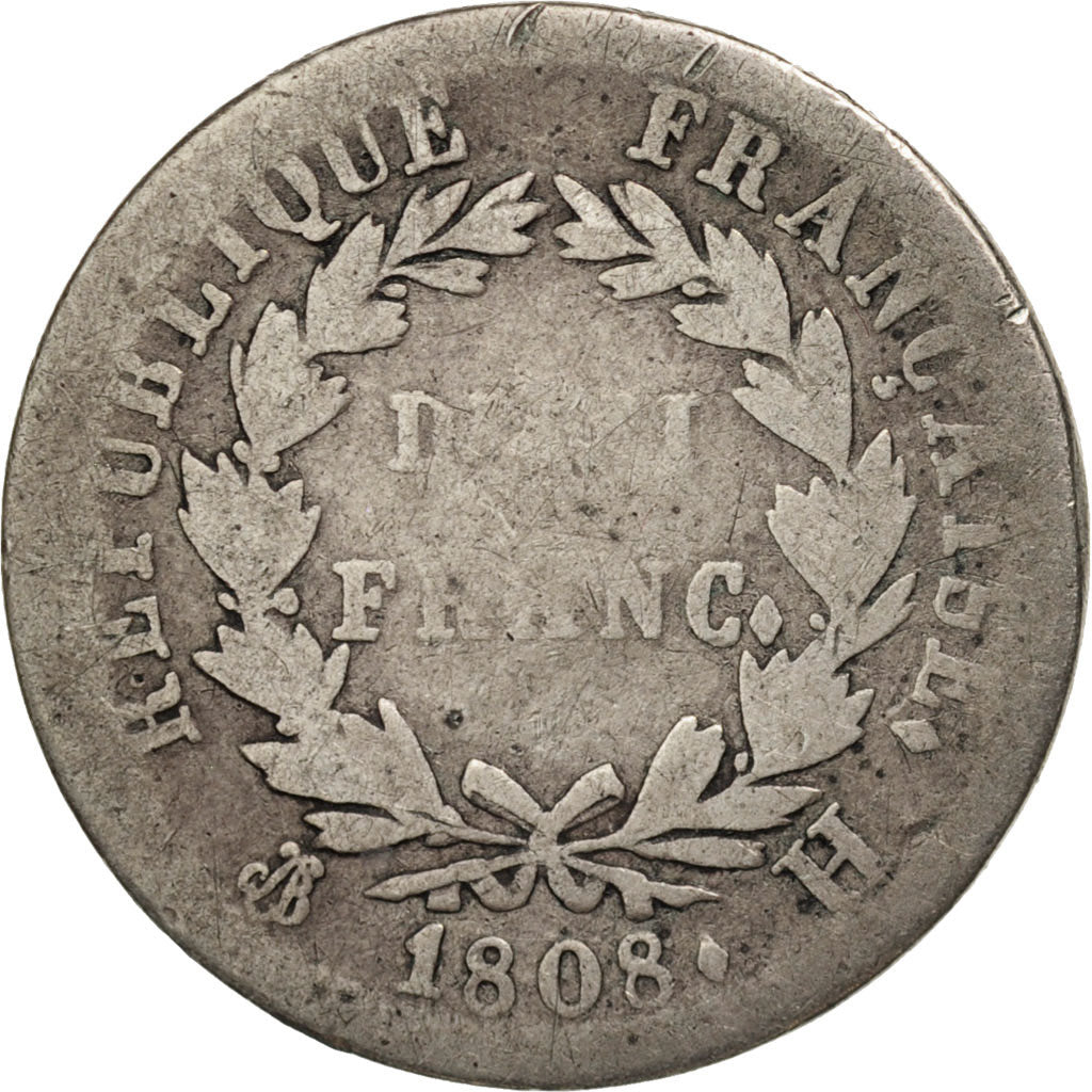 France, Napoléon I, 1/2 Franc, 1808, La Rochelle, F(12-15), Silver, KM:680.5