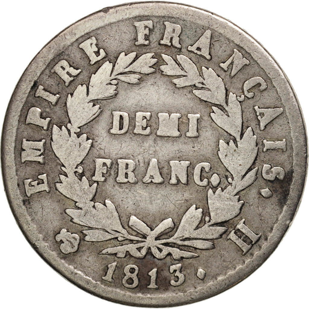 Monnaie, France, Napoléon I, 1/2 Franc, 1813, La Rochelle, TB, Argent
