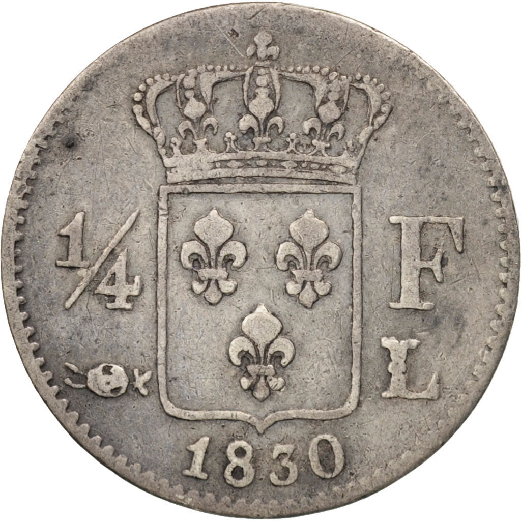 France, Charles X, 1/4 Franc, 1830, Bayonne, EF(40-45), Silver, KM:722.8