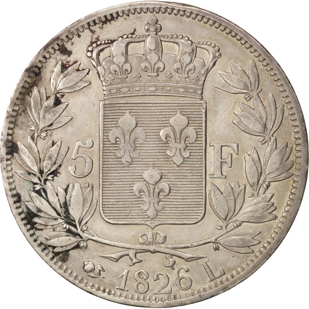 Moneda, Francia, Charles X, 5 Francs, 1826, Bayonne, MBC, Plata, KM:720.8