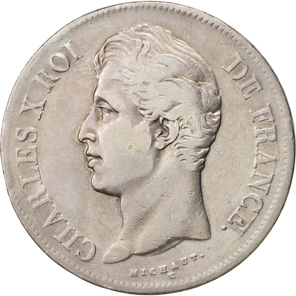 France, Charles X, 5 Francs, 1827, Lille, VF(30-35), Silver, KM:728.13