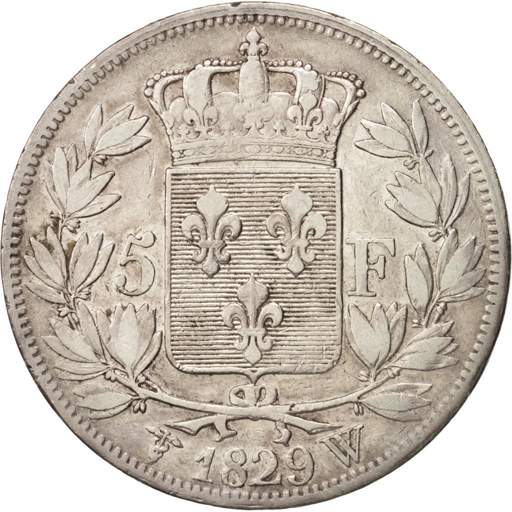 Francia, Charles X, 5 Francs, 1829, Lille, MB+, Argento, KM:728.13, Gadoury:644