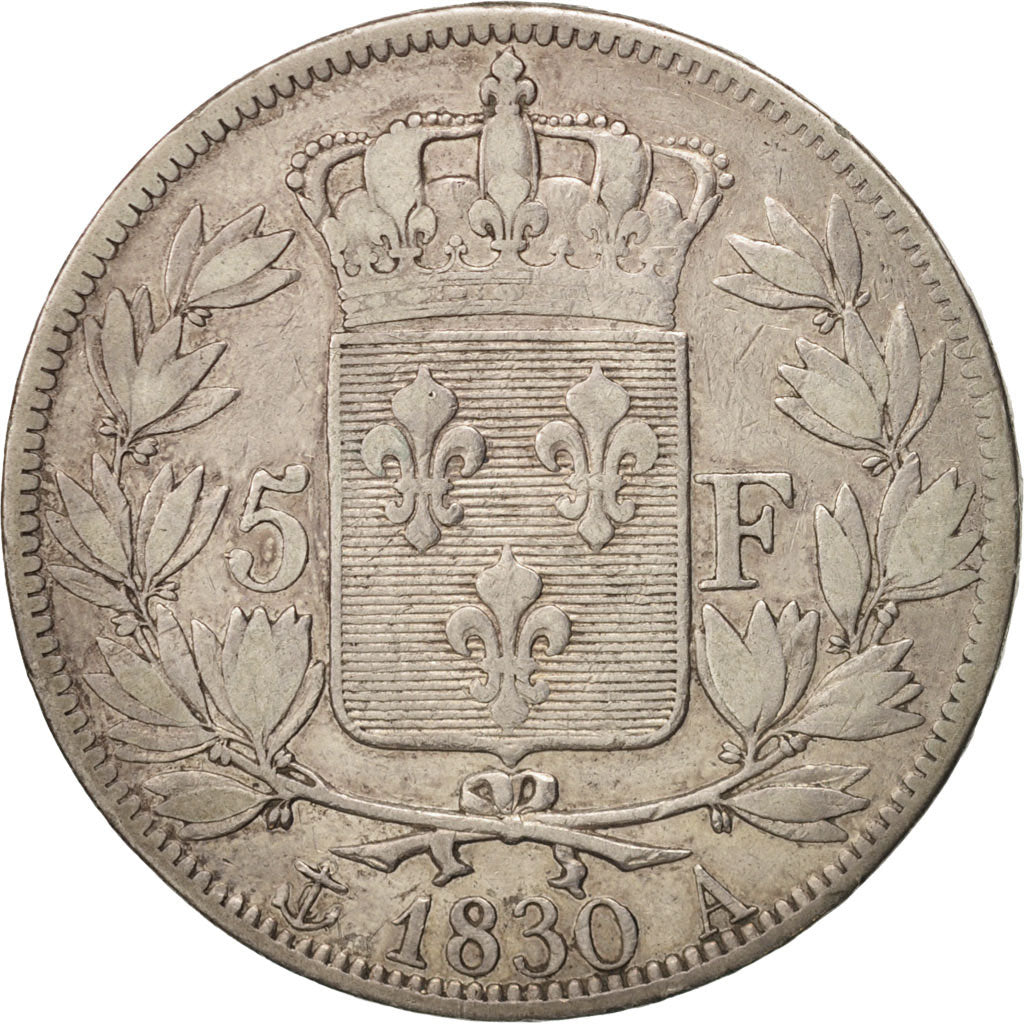 France, Charles X, 5 Francs, 1830, Paris, VF(30-35), Silver, KM:728.1