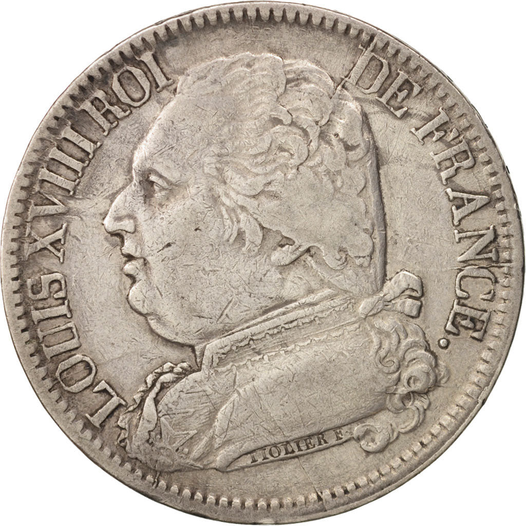 France, Louis XVIII, Louis XVIII, 5 Francs, 1815, Perpignan, VF(30-35)
