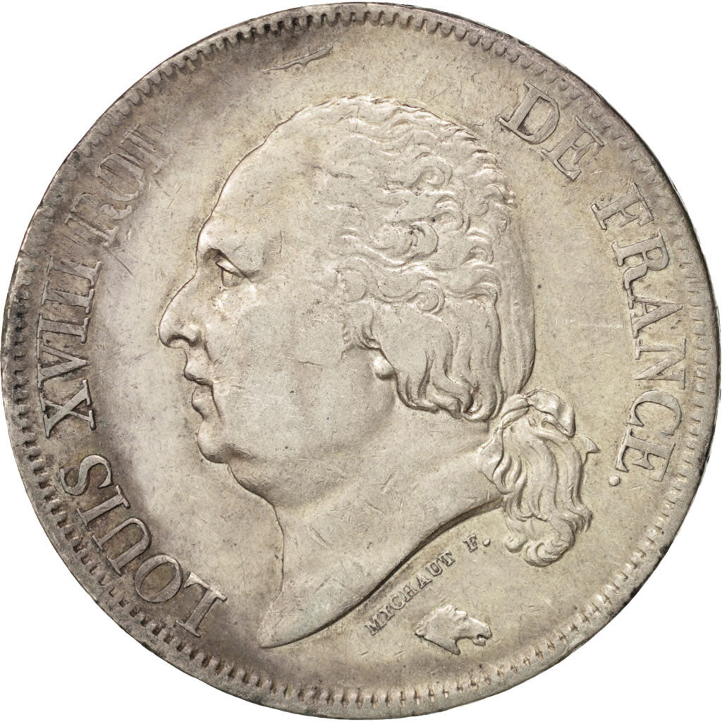 Munten, Frankrijk, Louis XVIII, 5 Francs, 1823, Limoges, ZF, Zilver, KM:711.6