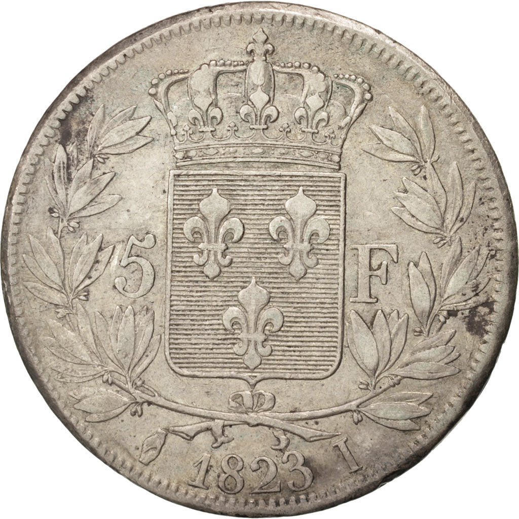 Munten, Frankrijk, Louis XVIII, 5 Francs, 1823, Limoges, ZF, Zilver, KM:711.6