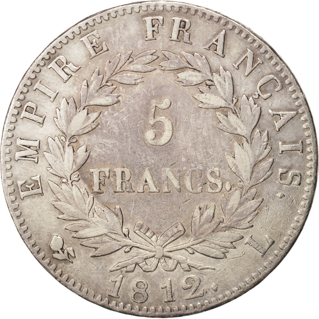 France, Napoléon I, 5 Francs, 1812, Bayonne, VF(30-35), Silver, KM:694.9