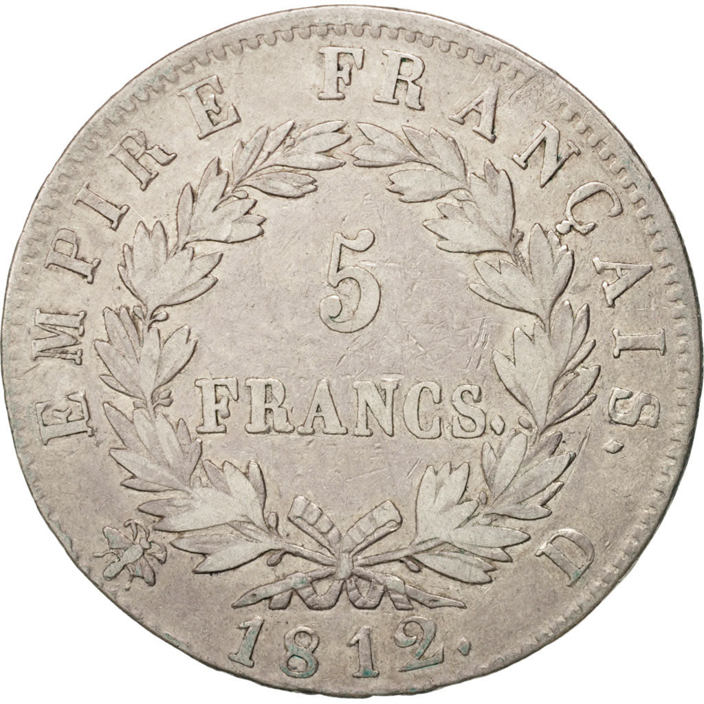 Frankreich, Napoléon I, 5 Francs, 1812, Lyon, VF(20-25), Silver, KM:694.5