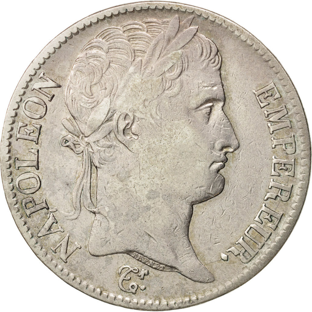 Francia, Napoléon I, 5 Francs, 1814, Perpignan, MB+, Argento, KM:694.12, Gad...