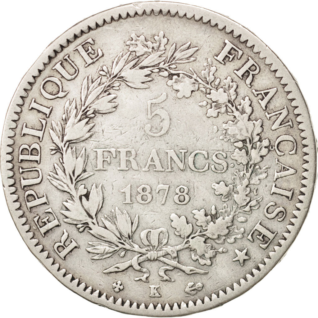 France, Hercule, 5 Francs, 1878, Bordeaux, VF(30-35), Silver, KM:820.2