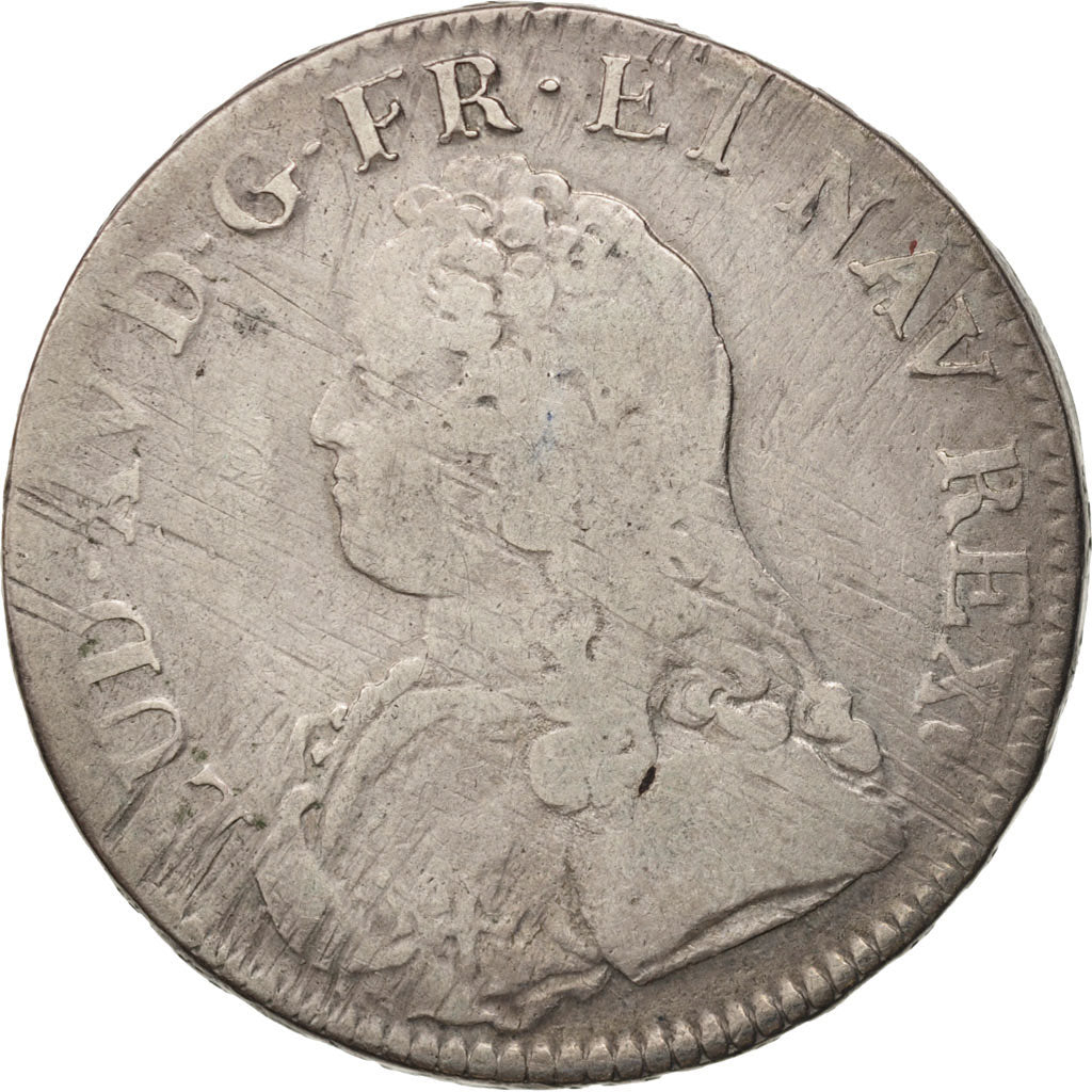 France, Louis XV, Écu aux branches d'olivier, Ecu, 1730, Reims, B+, Argent