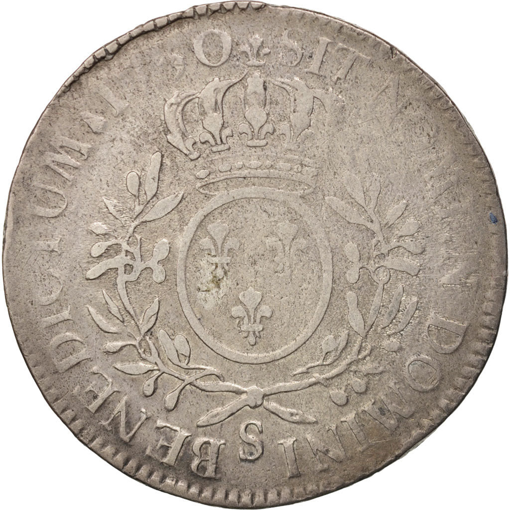 France, Louis XV, Écu aux branches d'olivier, Ecu, 1730, Reims, B+, Argent