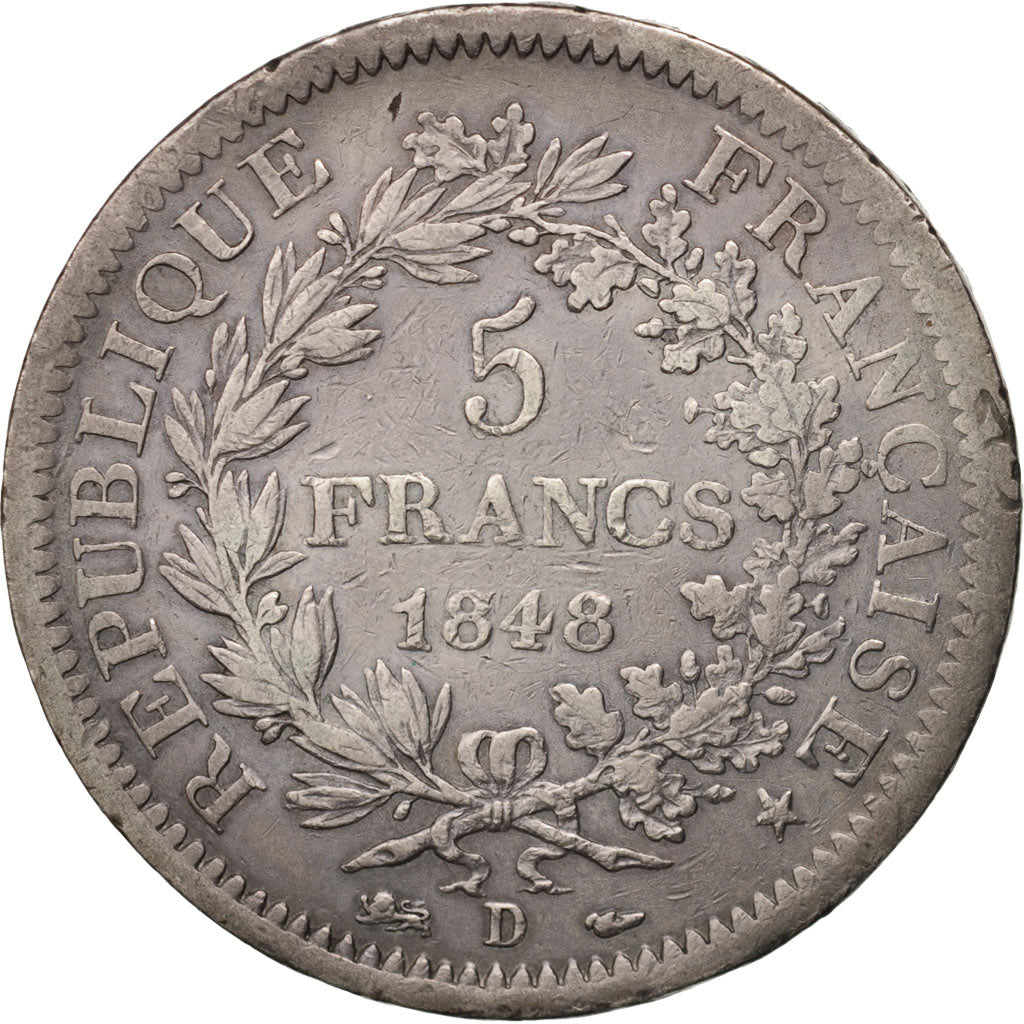 Coin, France, Hercule, 5 Francs, 1848, Lyon, EF(40-45), Silver, KM:756.3
