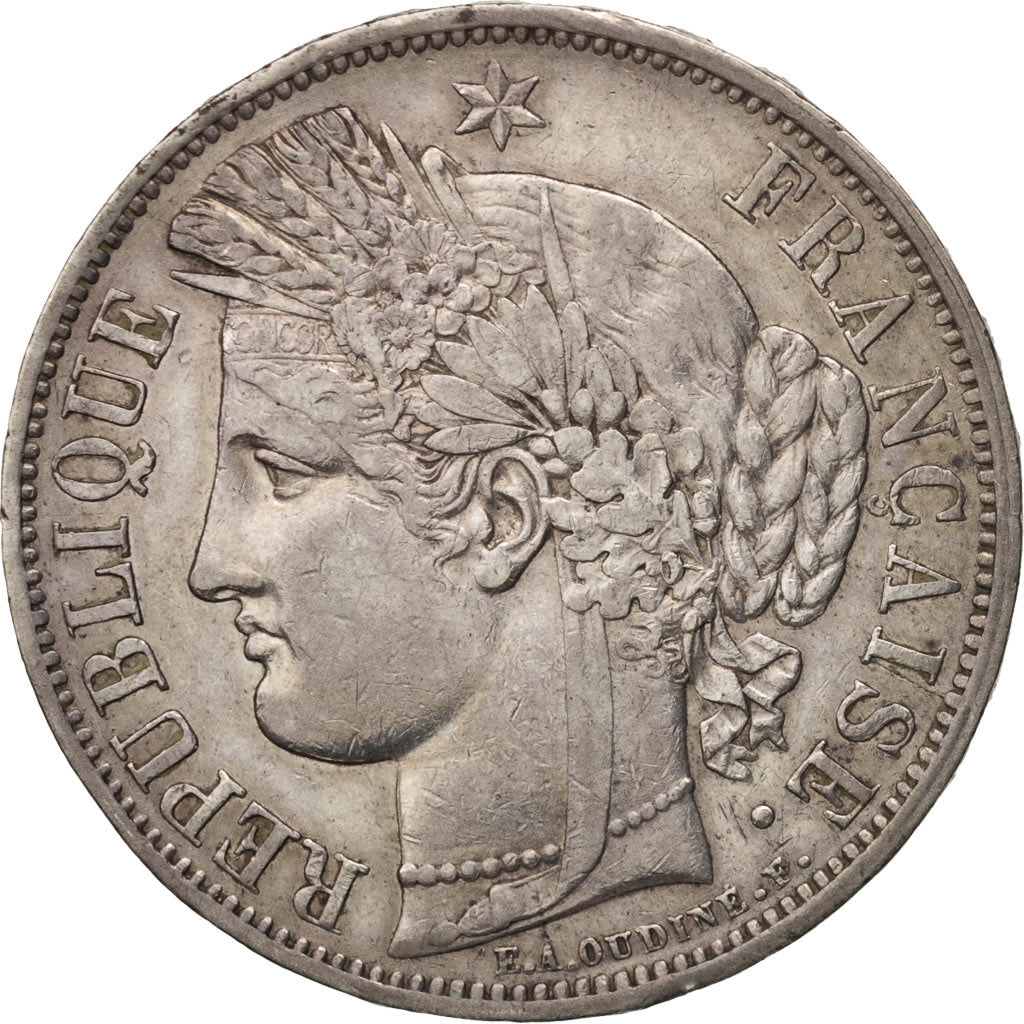 Moneta, Francia, Cérès, 5 Francs, 1849, Strasbourg, BB, Argento, KM:761.2