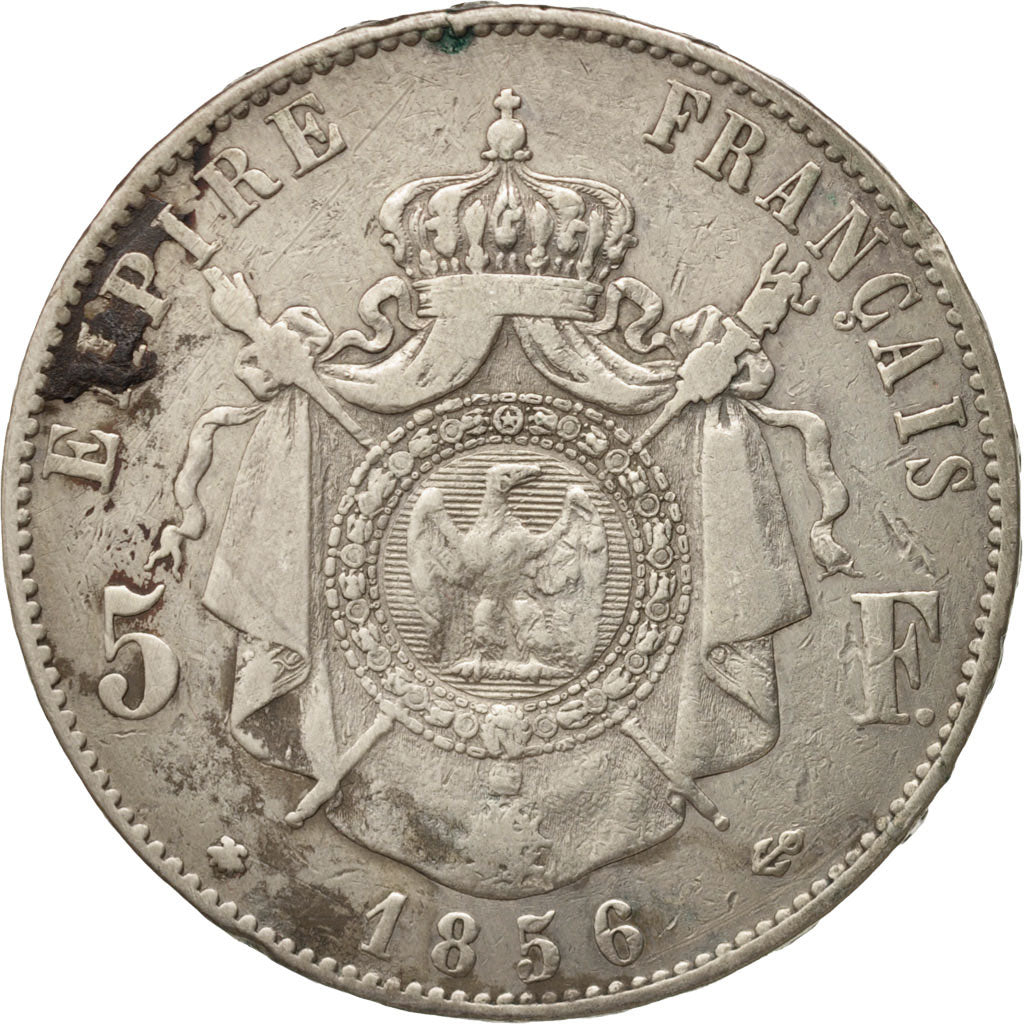 France, Napoleon III, Napoléon III, 5 Francs, 1856, Strasbourg, VF(20-25)