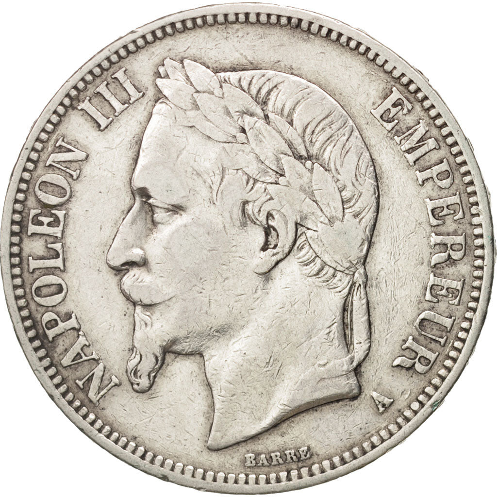 France, Napoleon III, Napoléon III, 5 Francs, 1869, Paris, EF(40-45), Silver