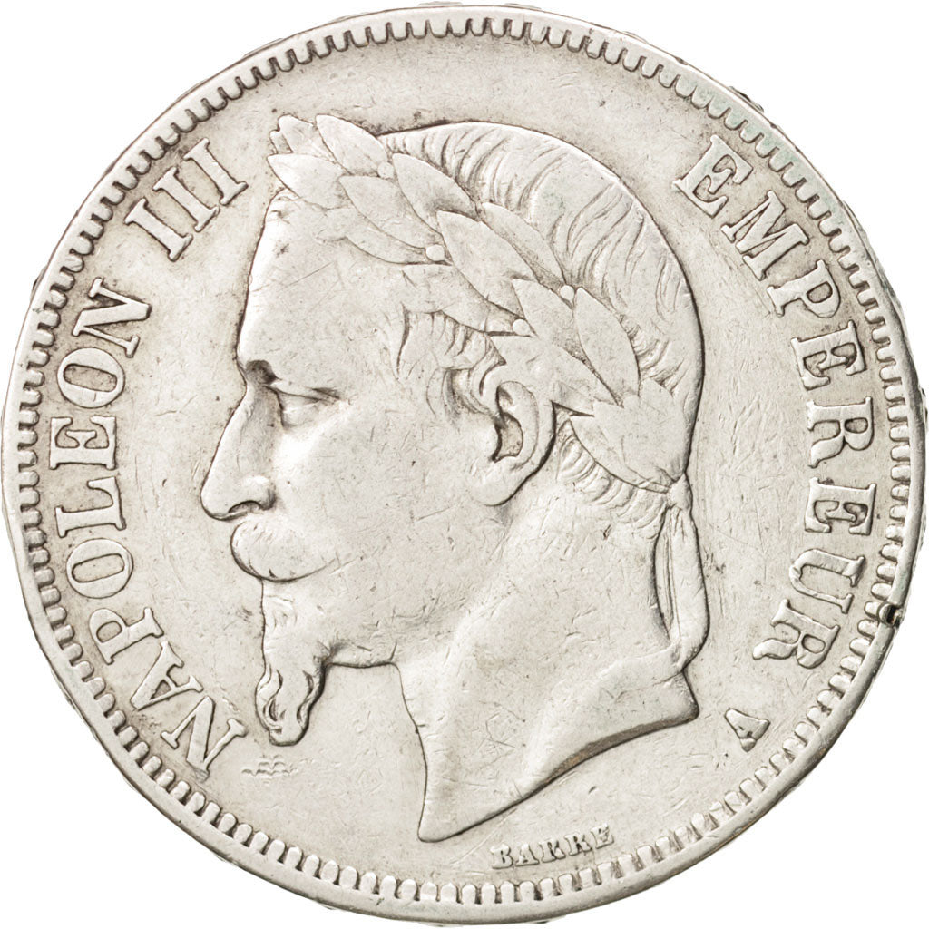 France, Napoleon III, Napoléon III, 5 Francs, 1868, Paris, VF(30-35), Silver