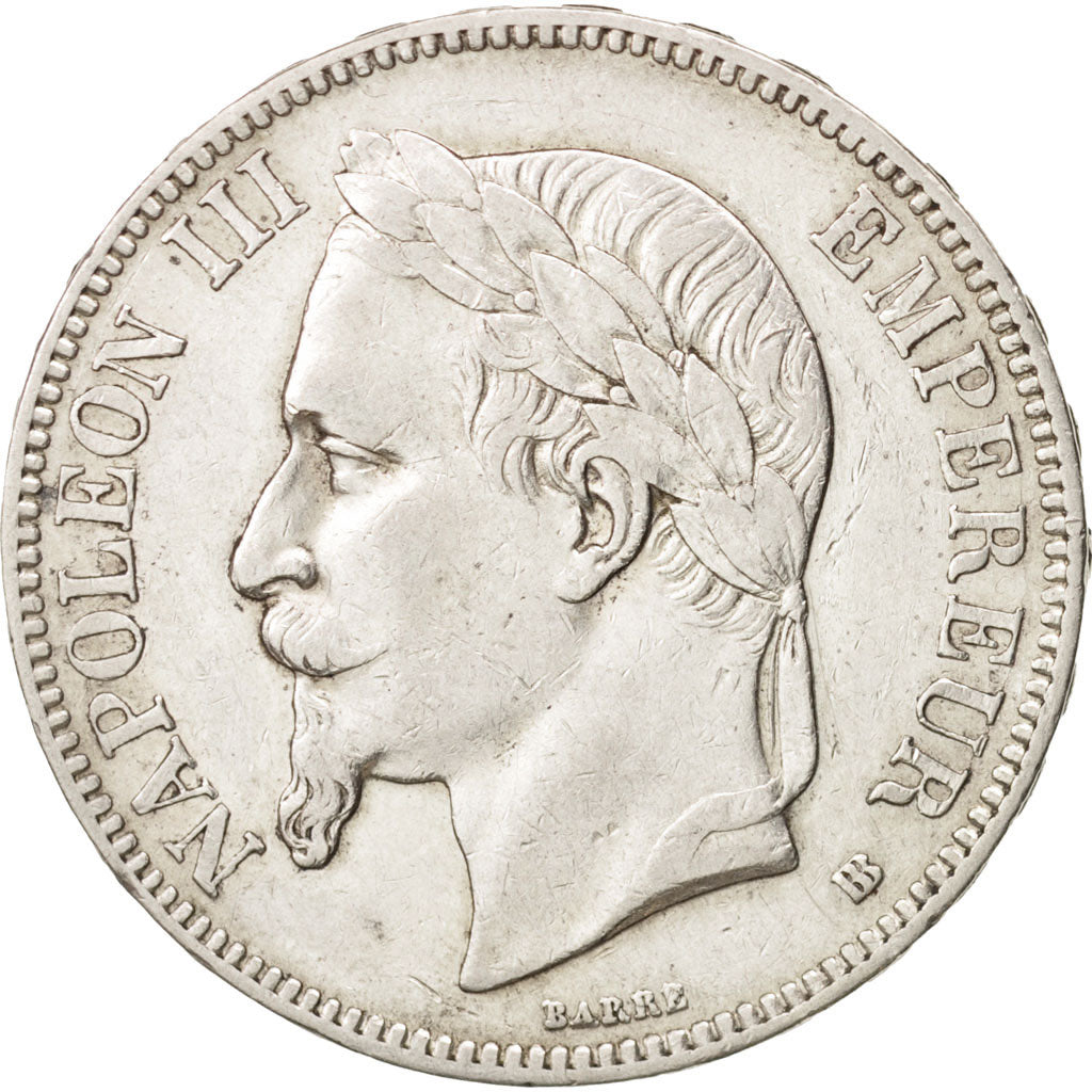 Coin, France, Napoléon III, 5 Francs, 1868, Strasbourg, AU(50-53), Silver