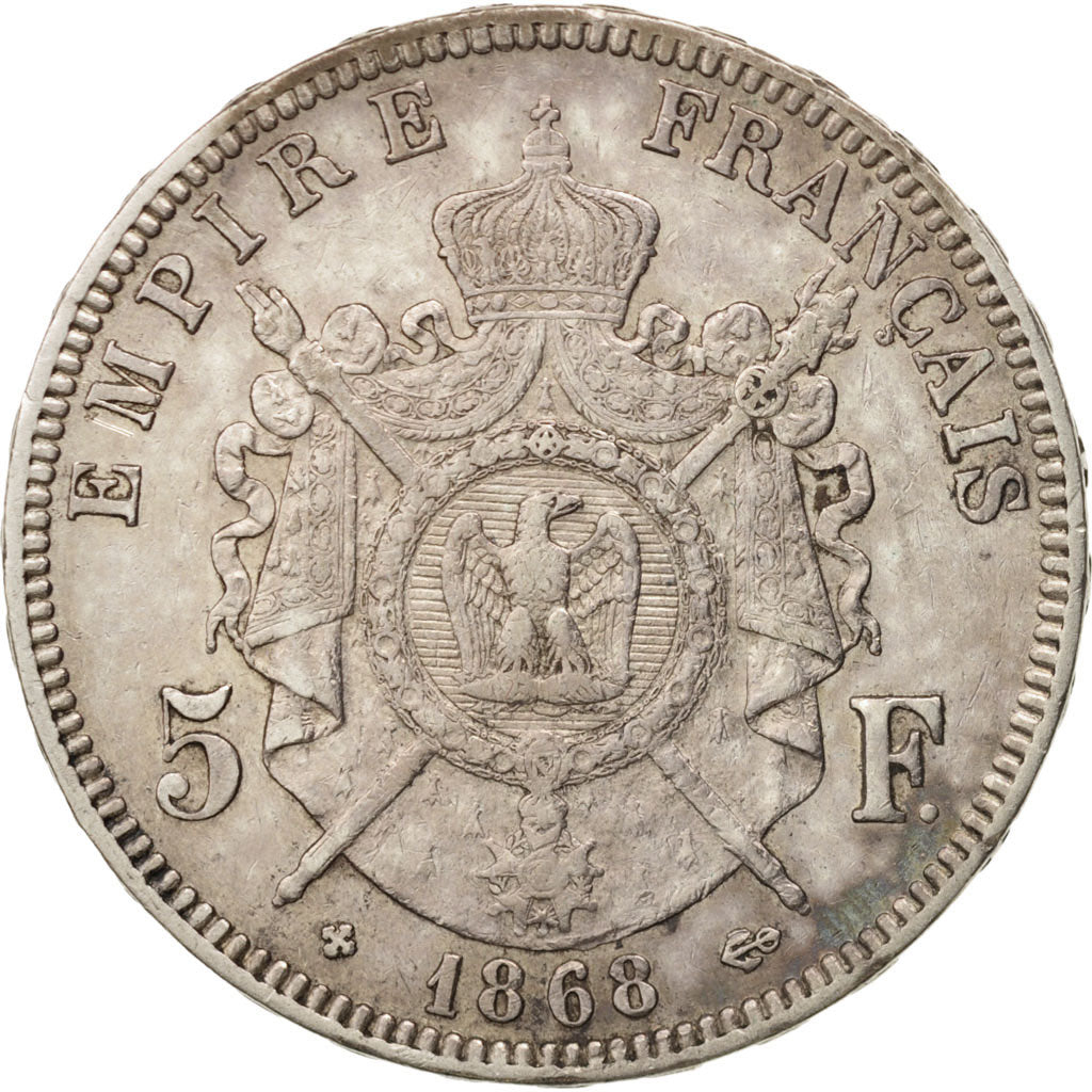 Coin, France, Napoléon III, 5 Francs, 1868, Strasbourg, AU(50-53), Silver