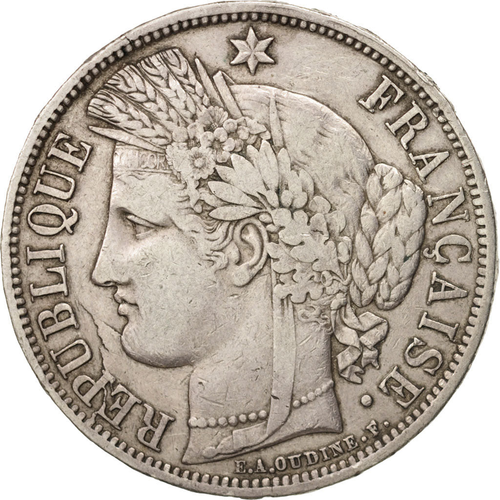 France, Cérès, 5 Francs, 1870, Bordeaux, TB+, Argent, KM:818.2, Gadoury:742