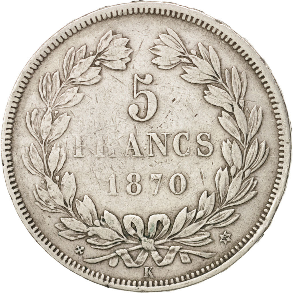France, Cérès, 5 Francs, 1870, Bordeaux, TB+, Argent, KM:818.2, Gadoury:742
