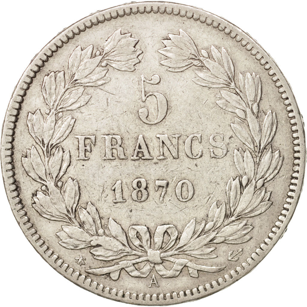 Moneta, Francia, Cérès, 5 Francs, 1870, Paris, BB, Argento, KM:818.1