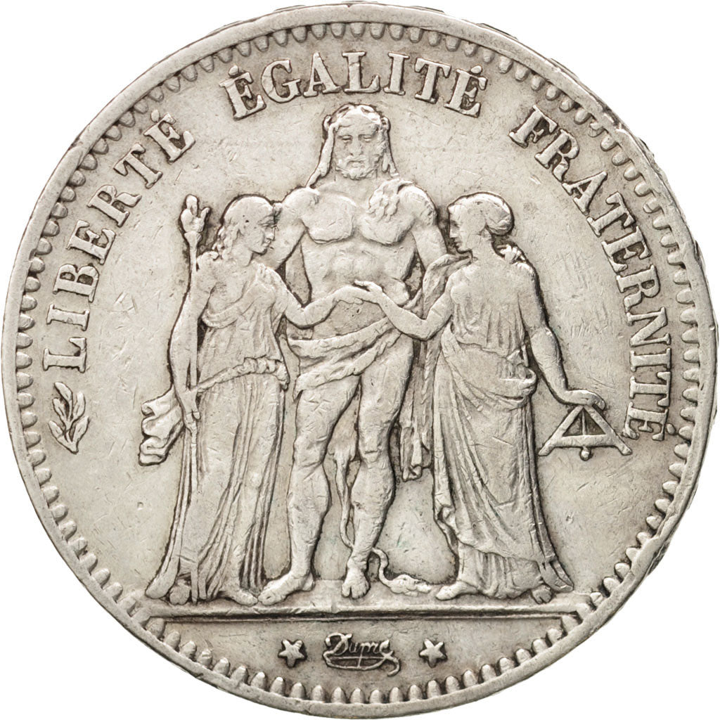 Coin, France, Hercule, 5 Francs, 1876, Bordeaux, EF(40-45), Silver, KM:820.2