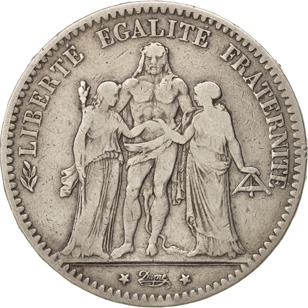 Moneda, Francia, Hercule, 5 Francs, 1875, Bordeaux, BC+, Plata, KM:820.2