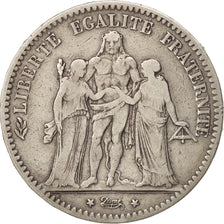 Monnaie, France, Hercule, 5 Francs, 1875, Bordeaux, TB+, Argent, KM:820.2