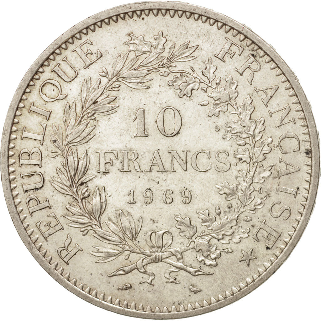 France, Hercule, 10 Francs, 1969, Paris, AU(50-53), Silver, KM:932, Gadoury:813