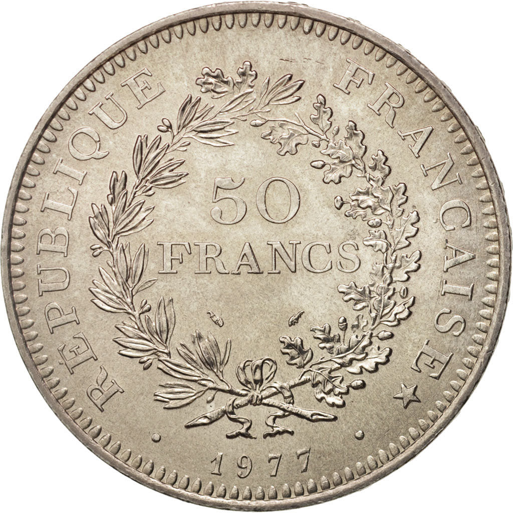 France, Hercule, 50 Francs, 1977, Paris, MS(63), Silver, KM:941.1, Gadoury:882