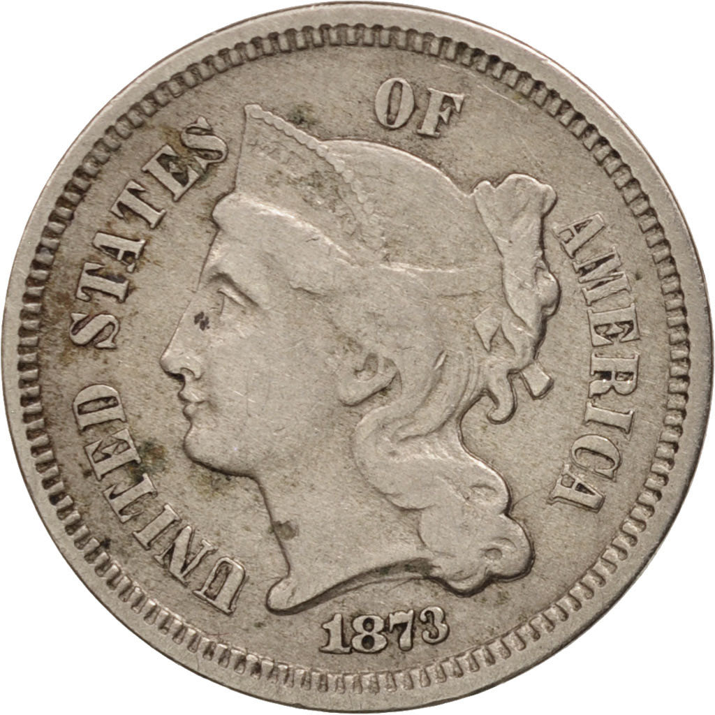 United States, Nickel 3 Cents, 1873, U.S. Mint, Philadelphia, EF(40-45)