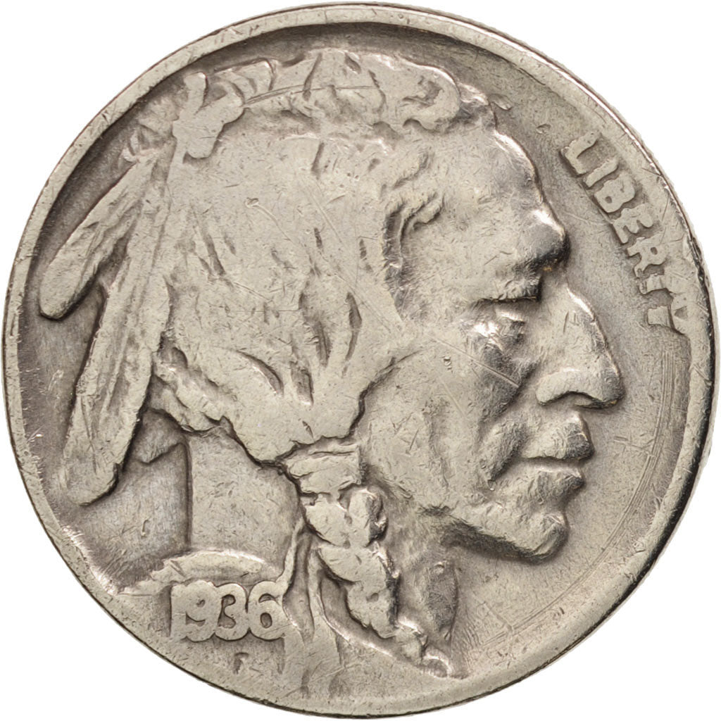 United States, Buffalo Nickel, 5 Cents, 1936, U.S. Mint, Philadelphia