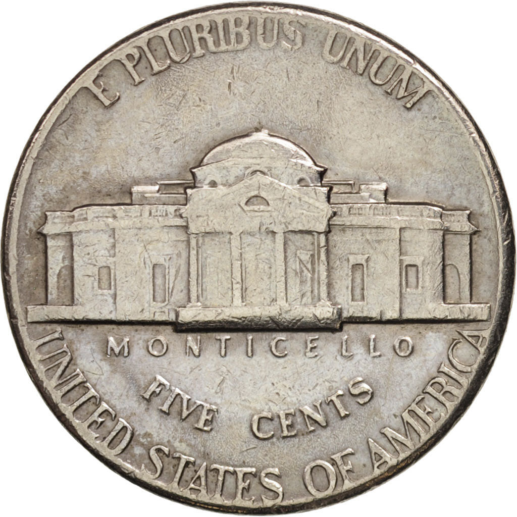 Coin, United States, Jefferson Nickel, 5 Cents, 1974, U.S. Mint, Denver