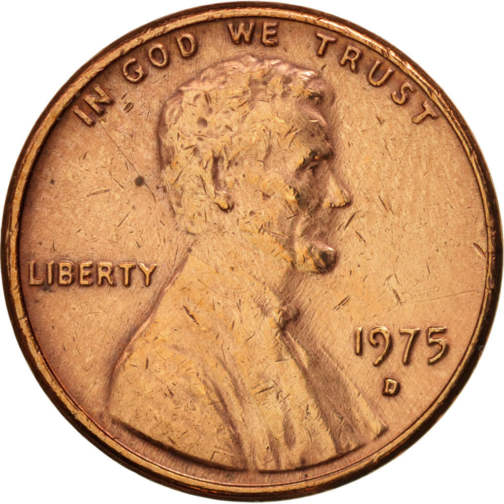 Coin, United States, Lincoln Cent, Cent, 1975, U.S. Mint, Denver, EF(40-45)