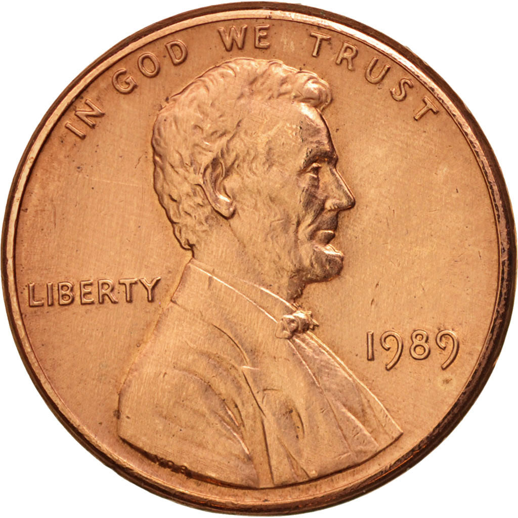 Coin, United States, Lincoln Cent, Cent, 1989, U.S. Mint, Philadelphia