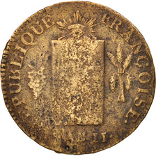 France, 2 sols françois, 2 Sols, 1793, Orléans, VG(8-10), Bronze, KM:603.14