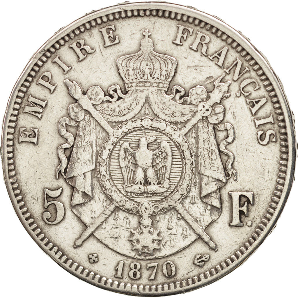 France, Napoléon III, 5 Francs, 1870, Strasbourg, EF(40-45), Silver, KM:799.2