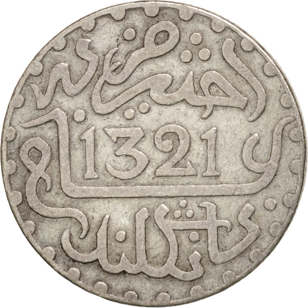 Coin, Morocco, 'Abd al-Aziz, 1/10 Rial, Dirham, 1903, bi-England, London