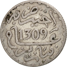 Morocco, Moulay al-Hasan I, 1/2 Dirham, 1891, Paris, VF(30-35), Silver, KM:4
