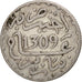 Morocco, Moulay al-Hasan I, 1/2 Dirham, 1891, Paris, VF(30-35), Silver, KM:4