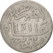Morocco, Moulay al-Hasan I, 1/2 Dirham, 1893, Paris, VF(20-25), Silver, KM:4