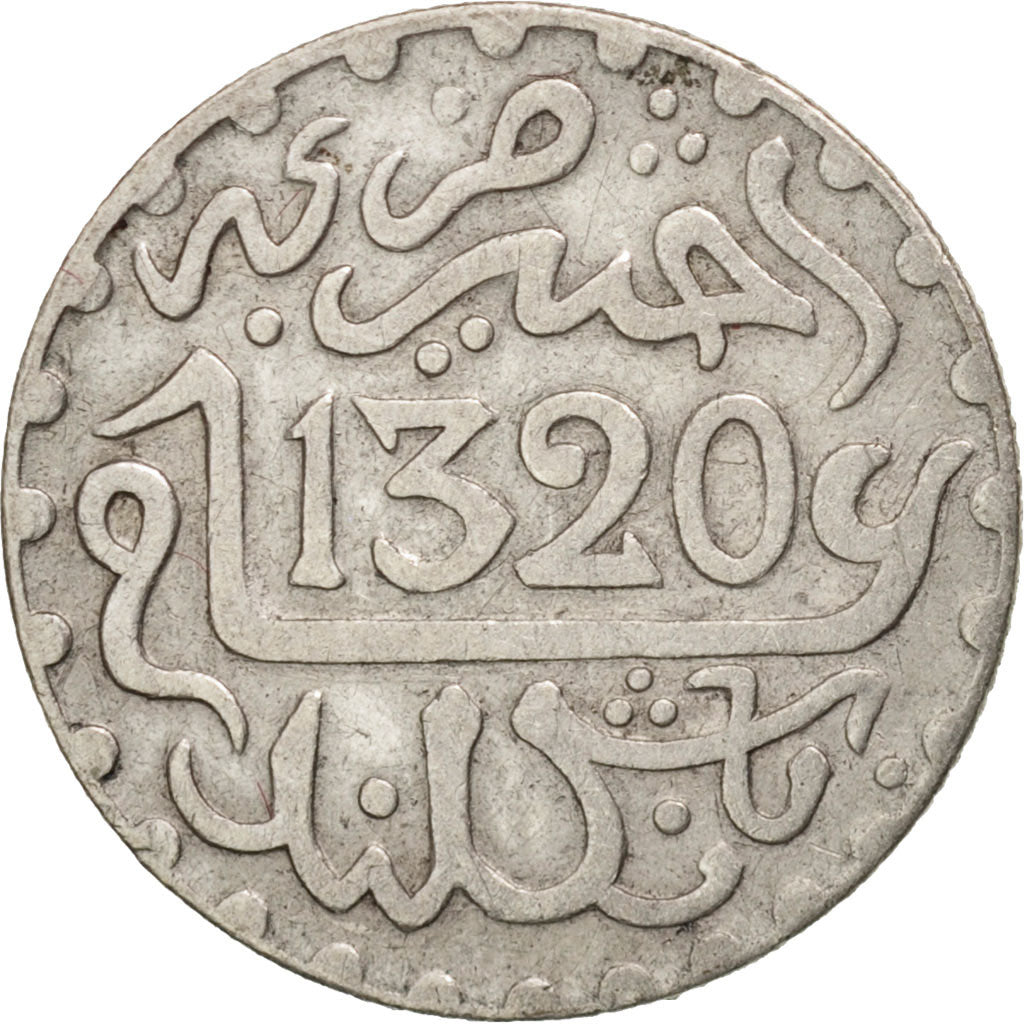 Morocco, 'Abd al-Aziz, 1/20 Rial, 1/2 Dirham, 1902, EF(40-45), Silver, KM:18.1