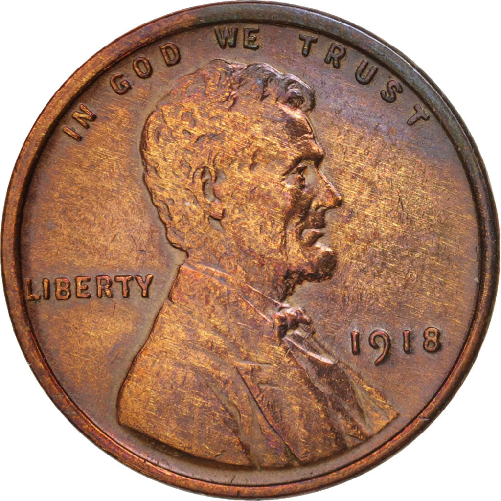 United States, Lincoln Cent, Cent, 1918, U.S. Mint, Philadelphia, AU(50-53)