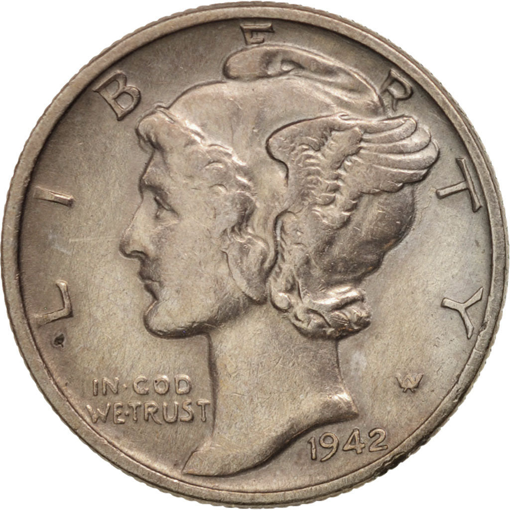 Coin, United States, Mercury Dime, Dime, 1942, U.S. Mint, Philadelphia
