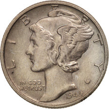Coin, United States, Mercury Dime, Dime, 1942, U.S. Mint, Philadelphia