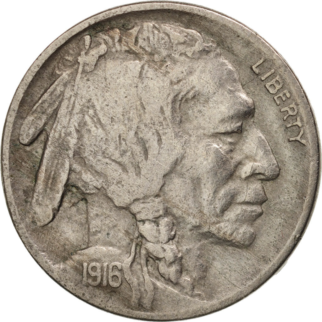 United States, Buffalo Nickel, 5 Cents, 1916, U.S. Mint, Philadelphia