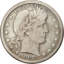 United States, Barber Quarter, Quarter, 1907, U.S. Mint, New Orleans
