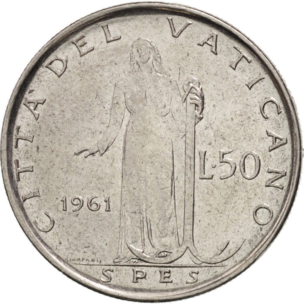 VATICAN CITY, John XXIII, 50 Lire, 1961, Roma, AU(50-53), Stainless Steel
